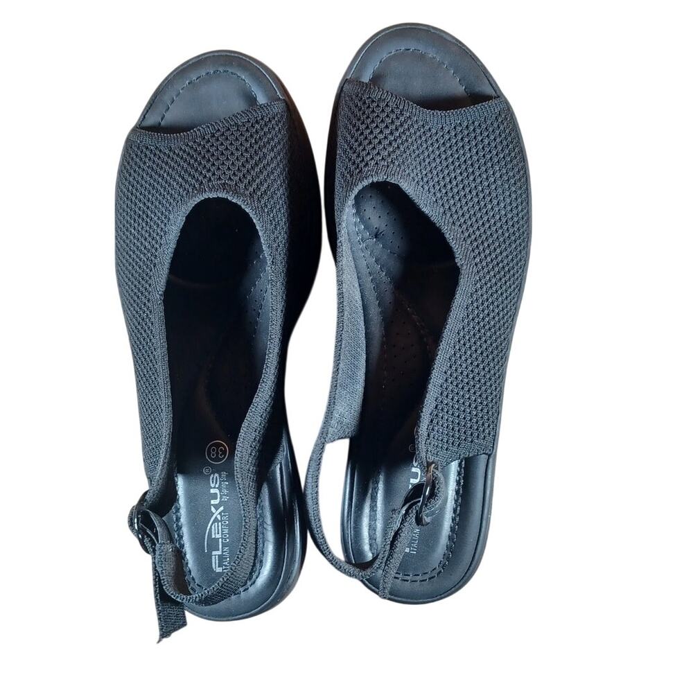 Flexus by Spring Step Mayberry Black Knit Wedge Sandals Women’s Size 38 / 7.5-8 - Picture 3 of 10
